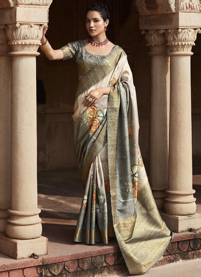 Silk Grey Festival Wear Weaving Saree